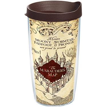 Imagem de Tervis Copo de viagem com isolamento térmico de parede dupla Harry Potter The Marauder's Map Made in USA mantém as bebidas frias e quentes, legado de 473 ml, clássico