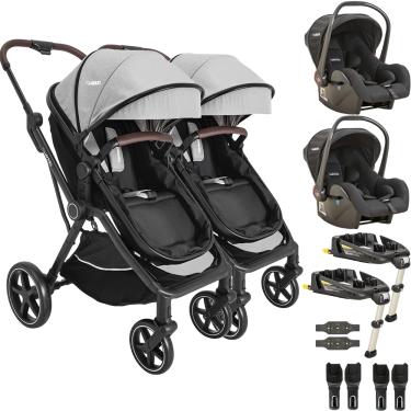 Imagem de Carrinho Kiddo Gemeos 2 Bebe Conforto 2 Base ISOFIX Nomad Grafite