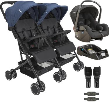 Imagem de Carrinho Kiddo para Gemeos com Bebe Conforto Mascote Marinho