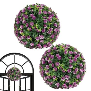 Imagem de Bolas Artificiais de Buxo - Plantas De Bolas De Buxo Falso | 2 Peças Resistente Aos Raios UV Penduráveis Ornamentos De Decoração Para Jardim, Terraço, Varanda E Pátio