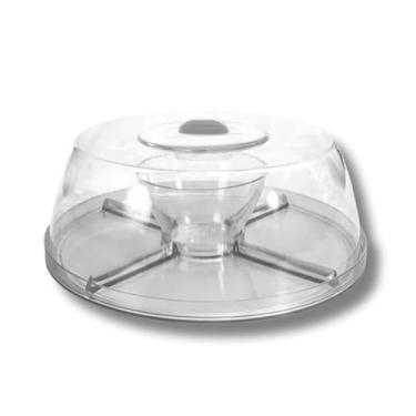 Imagem de Boleira Petisqueira Saladeira Com Tampa Acrílico 5 Em 1 Com Pé Prato Redondo