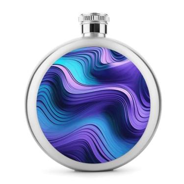 Imagem de Cantil de aço inoxidável, ondulado, roxo, impressão, clássico, cantil, garrafa de viagem, portátil, garrafa de metal