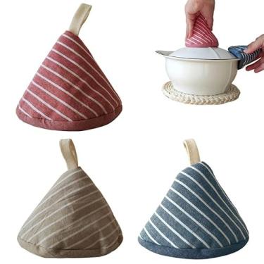 Imagem de Earssa Luva de alça de tampa de panela quente, capa de alça de ferro fundido, capas de alça de panela de panela, capa de botão de caçarola resistente ao calor, suporte para pegador de panela para