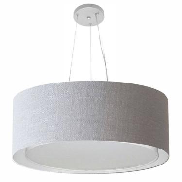 Imagem de Lustre Pendente Cilíndrico Duplo Md-4125 Cúpula em Tecido 60x25cm Rustico Cinza - Bivolt