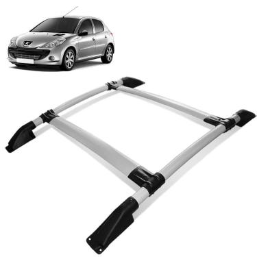 Imagem de Rack Teto Bagageiro Peugeot 206 1998 a 2010 Tubolar Prata