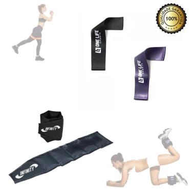 Imagem de Kit Mini Band Forte E Extra Forte + Par De Caneleira 5 Kg