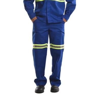 Imagem de Calça Trabalho Proteção Antiácido Repelente Agentes Químicos Azul Roya