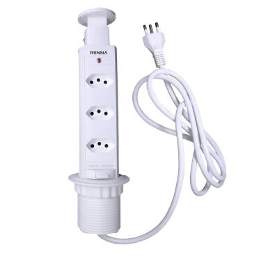 Imagem de Torre De Tomada Multiplug para Bancada ou mesa Com 3 Tomadas Branca 20A