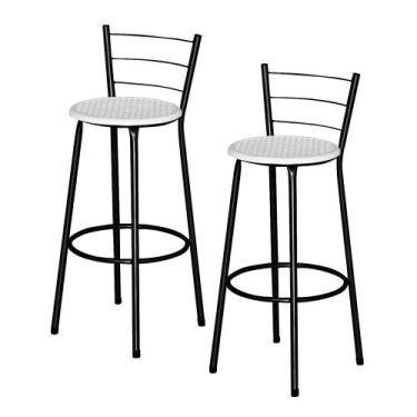 Imagem de Kit 2 Banquetas Alta Para Cozinha Balcão Epoxi Preta Cristal - Laumar,