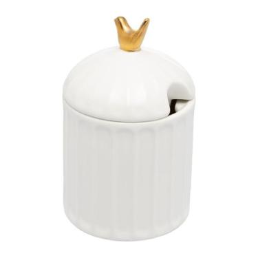 Imagem de Açucareiro de cerâmica com colher e tampa branco Colibri Wolff -17923