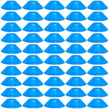 Imagem de wlilupah 50 Pçs Mini Cones de Futebol para Agilidade Esportiva Disco Cones Treinamento para Exercícios de Agilidade Esportes Futebol Basquete Futebol Basquetebol Exercícios (Azul)