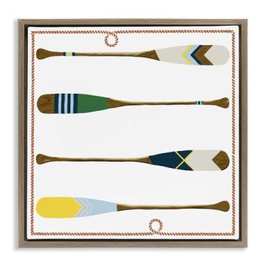 Imagem de Stupell Industries Design de arte de parede em tela flutuante marrom com quatro remos padronizados por Radhika Modi, 63 x 63 cm