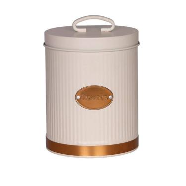 Imagem de Porta Biscoitos De Aço Inoxidável Com Tampa Estilo Retrô - Bege - 13x17cm