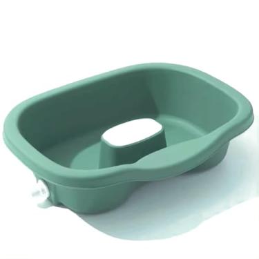 Imagem de Lavatório de cabelo retangular de plástico para lavatório de cabelo, lavatório de cabelo na cama, tigela de xampu para idosos com deficiência e lesão