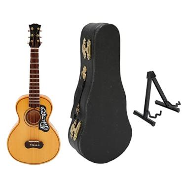 Imagem de Modelo de guitarra em miniatura requintada realista não jogável decoração de guitarra para amantes da música Cerimônia de graduação Basswood 6.69in com caixa de armazenamento de