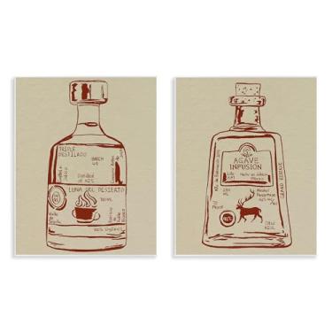 Imagem de Stupell Industries Conjunto de arte de placa de parede de 2 peças de essência de garrafa de licor por Melissa Wang, 35 x 28 cm