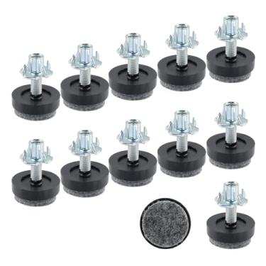 Imagem de FarBoat 12 peças de pernas de móveis de plástico de base de feltro com parafusos M6x25 mm parafusos para cadeira de mesa (diâmetro 2,5 cm)