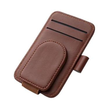 Imagem de Suporte Magnético Para Óculos De Sol E Porta-cartões Em Couro PU Para 