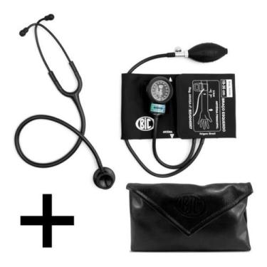 Imagem de Conjunto Esfigmomanômetro NEW INNOVA PLUS + Estetoscópio Preto Garanti