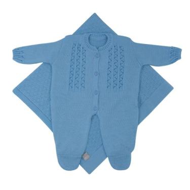 Imagem de Saída de Maternidade Trabalhado - Kowak, Azul, Claro, RN