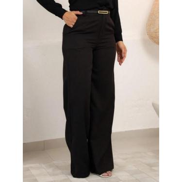 Imagem de Calça Feminina Alfaiataria Pantalona Com Cinto Elegante - Thiá Store, 