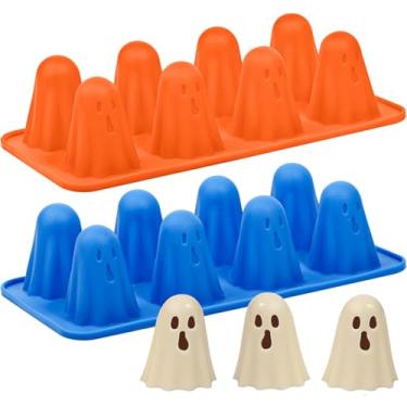 Imagem de Kamehame Molde de silicone fantasma, 2 pacotes de moldes de chocolate fantasma moldes de silicone para geleia, chocolate, doces, geleia, goma de cera, resina - laranja e azul