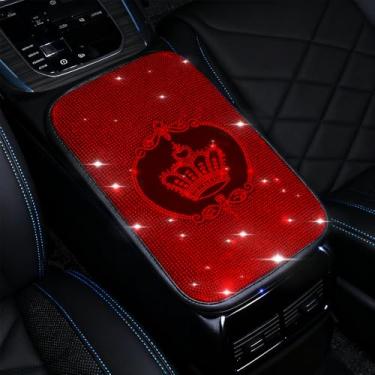 Imagem de MINGZAIQIPEI Almofada de console central automotiva brilhante com strass brilhante, almofada macia para apoio de braço, adequada para SUV, caminhões e protetores de apoio de braço automotivos