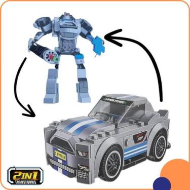Imagem de Blocos De Montar Carro Transformer 2 Em 1 - Great Friend, Branco