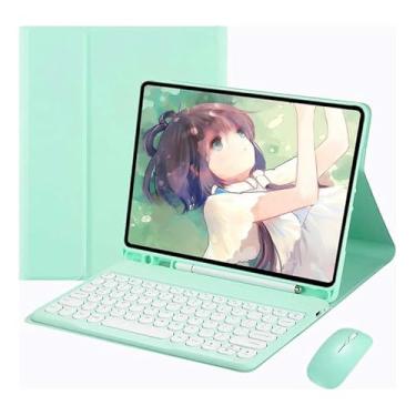 Imagem de Kit Capa para iPad 9/8/7 Geração : Capa para Tablet + Teclado com teclas redondas + Mouse