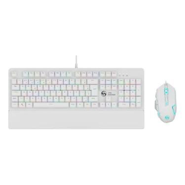 Imagem de Kit Gamer com Teclado Mecânico RGB e Mouse LED, Conexão USB com Fio, Preto (Branco)