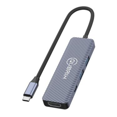 Imagem de Hub USB C 5 em 1 de 10 Gbps USB-C/A 3.2 portas 4K 60HZ HDTV 100W PD, carregamento rápido, compatível com laptops MacBook Pro/Air/Dell XPS/iPad Pro, divisor de alumínio/Surface Pro/Thunderbolt.