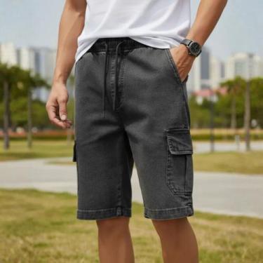 Imagem de Bermuda Cargo Masculina Short Masculino Grafite 100% Algodão - NoBrand