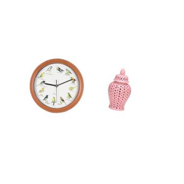 Imagem de Fenteer Relógio de Parede de Pássaro Canoro, Jarra de Cerâmica com Gengibre, Relógios de Parede Decorativos de Porcelana, Relógios Pendurados, Decoração, Jarr