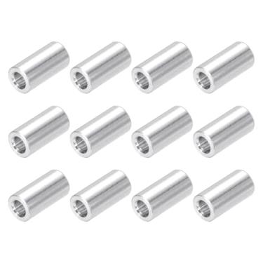 Imagem de Espaçador de alumínio Coluna redonda 1/15.2 cm OD x 1/22.9 cm ID x 0.8 cm Comprimento liga de aço arruela bucha espaçador não rosqueado acabamento liso para casa e acessórios de carro pacote com 12