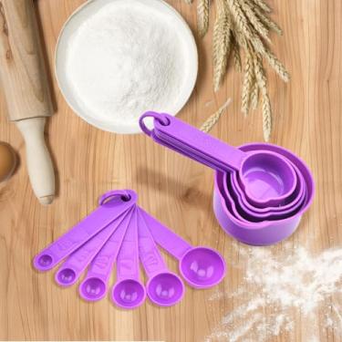 Imagem de Conjunto de colheres e copos de medição - plástico de grau alimentício para cozimento seco/líquido, utensílios de cozinha antiderrapantes com alça (essenciais de cozinha)