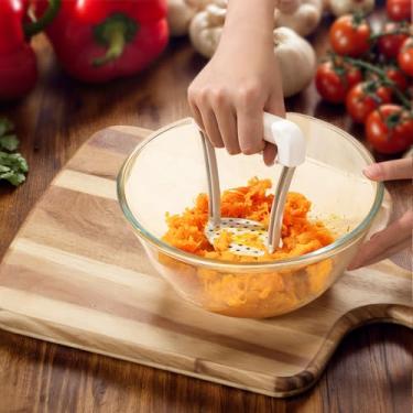 Imagem de 1 peça espremedor de batata ferramenta de prensa manual acessório de cozinha legumes frutas feijões produtos macios preparação de alimentos (branco)