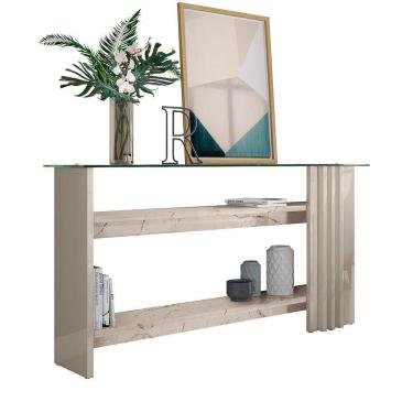 Imagem de Aparador C- Prateleira Frizz C- Tampo De Vidro Calacata