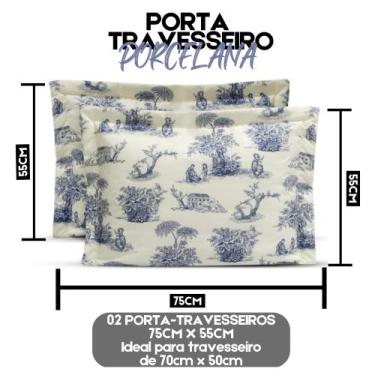 Imagem de Kit Porta Travesseiro Percal 180 Fios Algodão 02 Peças Toque Macio Div
