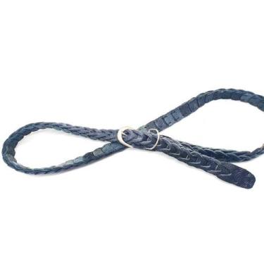 Imagem de Cinto feminino trançado fino couro 00001 - Barão do Couro, P, Preto