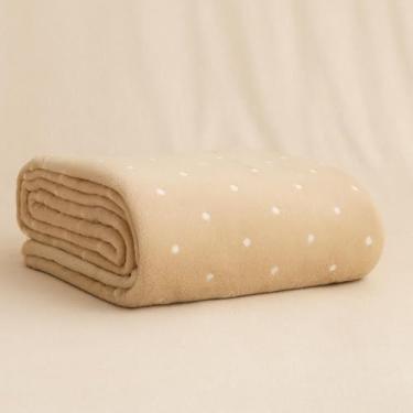 Imagem de Cobertor Soft Casal Queen King GrossoDupla Face Manta Poa Macio (Bege, King)