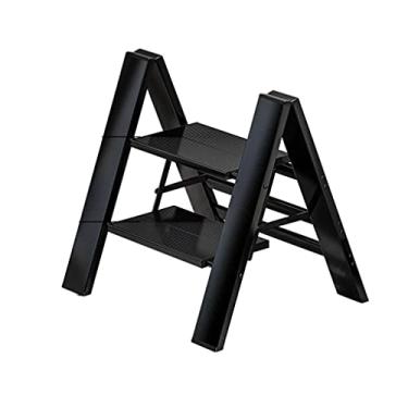 Imagem de Escadas dobráveis de metal engrossado escadas de 2 degraus de alumínio leve e dobrável escada portátil para casa 551Ib capacidade escada resistente (cor: aço carbono B) (liga de alumínio