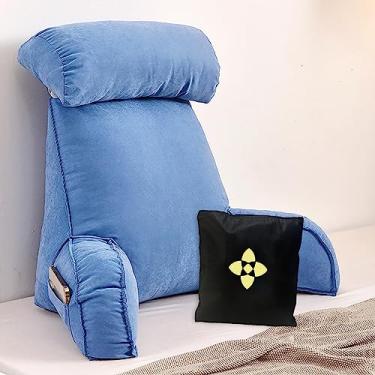 Imagem de Almofada de leitura/assento de cama com suporte de pescoço/braço, almofadas de leitura para suporte para as costas da cama, travesseiro de apoio para descanso traseiro com capa e bolsa laváveis, ótimo