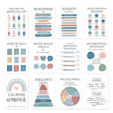 Imagem de Cartazes de conscientização sobre saúde mental, pôsteres educacionais de recuperação de saúde mental - Conjunto de quadro de avisos 12X Matters para sala de aconselhamento sentimentos motivacionais