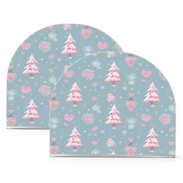 Imagem de ATTX Pacote com 2 porta-guardanapos de Natal acrílico com design de árvore de Natal rosa - organizador de mesa decorativo para cozinha, restaurante, decoração de férias de casa #972