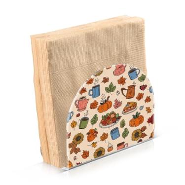 Imagem de ATTX Porta-guardanapos de acrílico de ação de graças com design de abóboras girassóis e gnomos - organizador de mesa decorativo para cozinha, restaurante, decoração de férias de casa #401