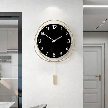 Imagem de Relógio de parede decorativo silencioso de qualidade sem tique-taque, operado por bateria com pêndulo cilíndrico, relógio de parede grande para sala de estar, cozinha, escritório, banheiro, quarto