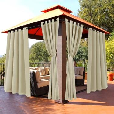 Imagem de BONZER Cortinas externas à prova d'água, persianas blackout com isolamento térmico, cortinas com ilhós internos e externos para varanda, pérgola, cabana, quintal, 1 painel, 213 cm L x 213 cm C, creme