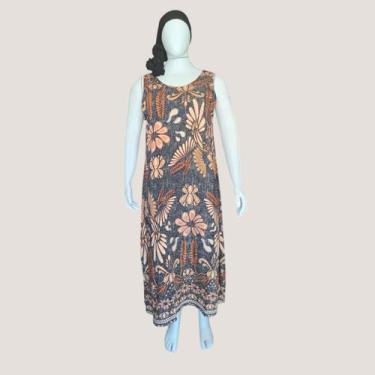 Imagem de Vestido Elegante Longo Estampado Regata Alça Larga Plus Size - Rosana 