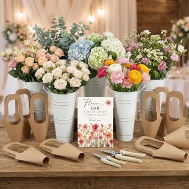 Imagem de LEIFIDE Kit de decoração de mesa com 39 peças, barra de flores, placa de madeira, tesouras florais, sacos de papel, balde de ferro, presentes para aniversário, dia das mães, casamento, chá de panela