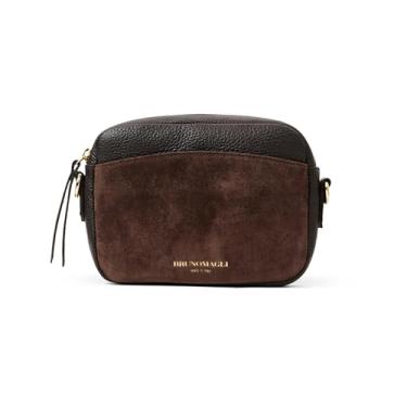 Imagem de M by Bruno Magli Bolsa transversal feminina de couro Carina com zíper, marrom escuro